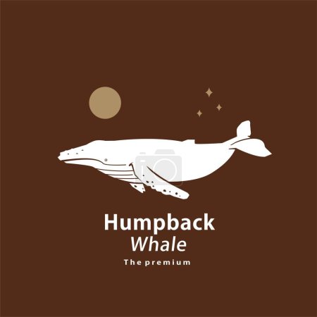 Illustration for Animal humpback whale natural logo vector icon silhouette retro hipster - Royalty Free Image
