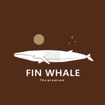 Illustration for Animal fin whale natural logo vector icon silhouette retro hipster - Royalty Free Image