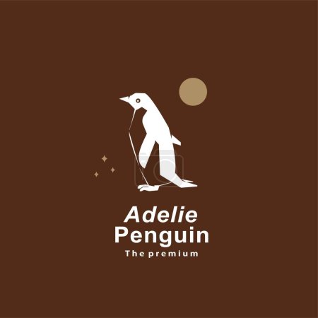 Téléchargez les illustrations : Animal adelie pingouin logo naturel vecteur icône silhouette rétro hipster - en licence libre de droit