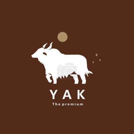 Illustration for Animal yak natural logo vector icon silhouette retro hipster - Royalty Free Image