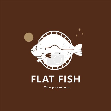 Ilustración de Animal peces planos logotipo natural icono vectorial silueta retro hipster - Imagen libre de derechos