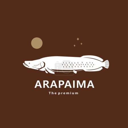 Illustration for Animal arapaima natural logo vector icon silhouette retro hipster - Royalty Free Image