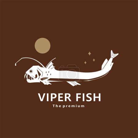 Illustration for Animal viper fish natural logo vector icon silhouette retro hipster - Royalty Free Image