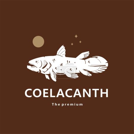 Illustration for Animal coelacanth natural logo vector icon silhouette retro hipster - Royalty Free Image