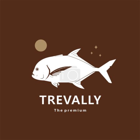 Illustration for Animal trevally natural logo vector icon silhouette retro hipster - Royalty Free Image