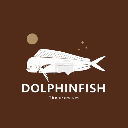 Illustration for Animal dolphinfish natural logo vector icon silhouette retro hipster - Royalty Free Image
