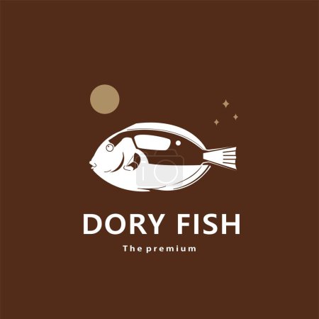 Ilustración de Animal dory peces logotipo natural icono del vector silueta retro hipster - Imagen libre de derechos