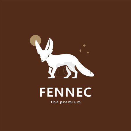 Téléchargez les illustrations : Animal fennec logo naturel vecteur icône silhouette rétro hipster - en licence libre de droit
