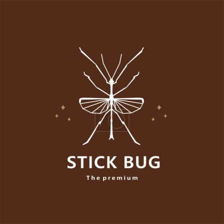 Ilustración de Animal stick bug logo natural vector icono silueta retro hipster - Imagen libre de derechos
