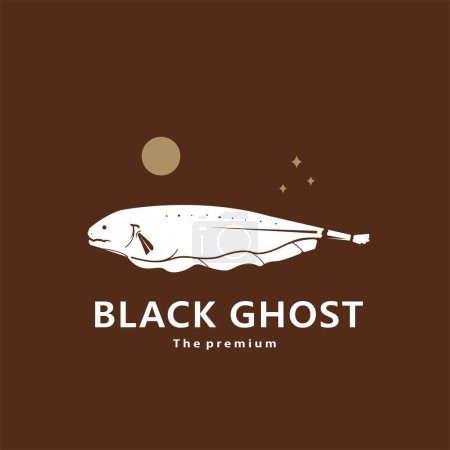 Illustration for Animal black ghost natural logo vector icon silhouette retro hipster - Royalty Free Image
