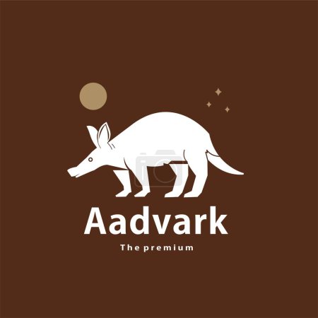 animal aadvark logo naturel vecteur icône silhouette rétro hipster