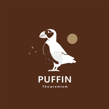 Illustration for Animal puffin natural logo vector icon silhouette retro hipster - Royalty Free Image