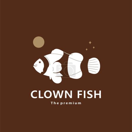 Illustration for Animal clown fish natural logo vector icon silhouette retro hipster - Royalty Free Image