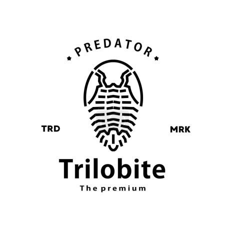 Téléchargez les illustrations : Vintage rétro hipster trilobite logo vecteur contour monoline art icône - en licence libre de droit