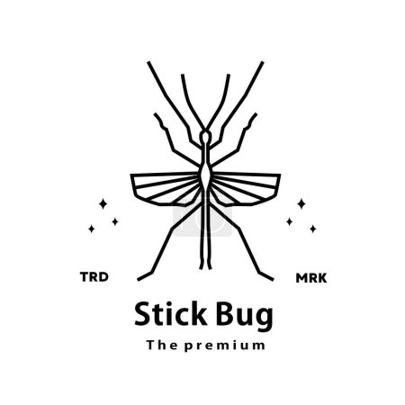Ilustración de Vintage retro hipster stick bug logo vector contorno monolina arte icono - Imagen libre de derechos