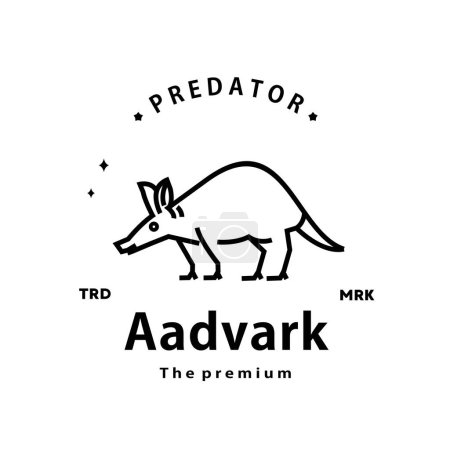 vintage rétro hipster aadvark logo vectoriel contour monoline art icône