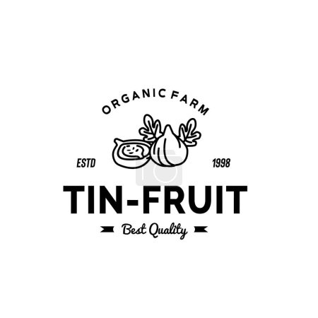 Illustration for Vintage lineart tin fruit logo illustration suitable for fruit shop and fruit farm - Royalty Free Image