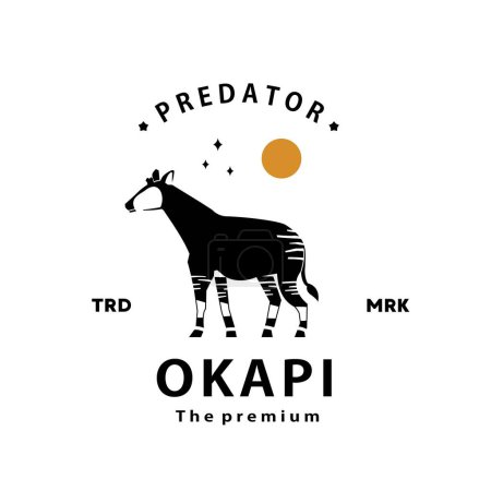 Ilustración de Vintage retro hipster okapi logo vector esquema silueta arte icono - Imagen libre de derechos