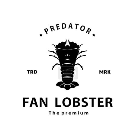 Illustration for Vintage retro hipster fan lobster logo vector outline silhouette art icon - Royalty Free Image