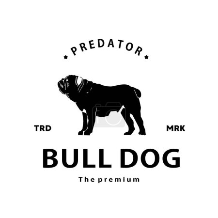 Illustration for Vintage retro hipster bulldog logo vector outline silhouette art icon - Royalty Free Image