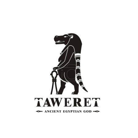 Illustration for Ancient egyptian god taweret silhouette, middle east god Logo - Royalty Free Image