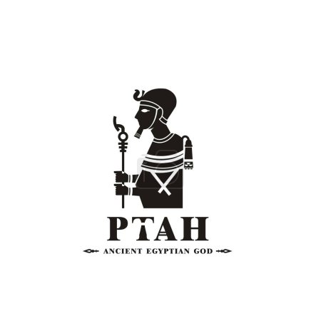 Ilustración de Antiguo dios egipcio silueta ptah, dios del Medio Oriente Logo - Imagen libre de derechos