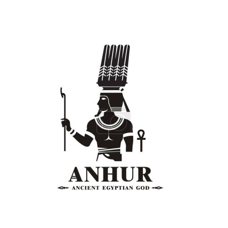 Illustration for Ancient egyptian god anhur silhouette, middle east god Logo - Royalty Free Image