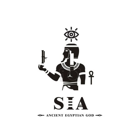 Ancient egyptian god sia silhouette, middle east god Logo