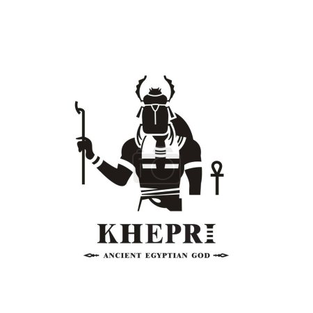 Téléchargez les illustrations : Ancienne silhouette du dieu égyptien Khepri, dieu du Moyen-Orient Logo - en licence libre de droit