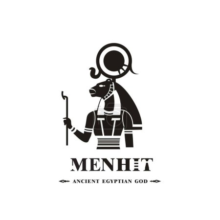 Ancient egyptian god menhit silhouette, middle east god Logo