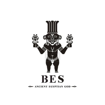 Ancient egyptian god bes silhouette, middle east god Logo