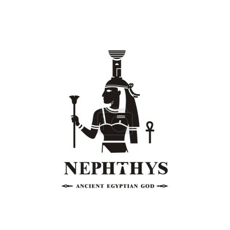 Ancient egyptian god nephthys silhouette, middle east god Logo