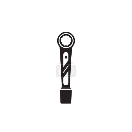 Illustration for Vintage retro hipster socket spanner. Traditional silhouette icon workshop tools on white background - Royalty Free Image