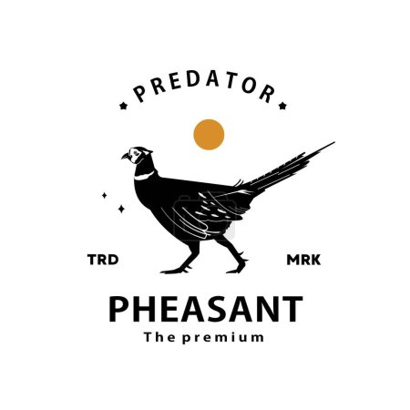 vintage retro hipster pheasant logo vector outline silhouette art icon