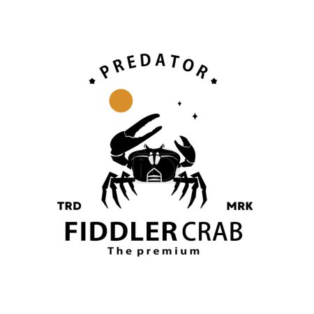 vintage retro hipster fiddler crab logo vector outline silhouette art icon