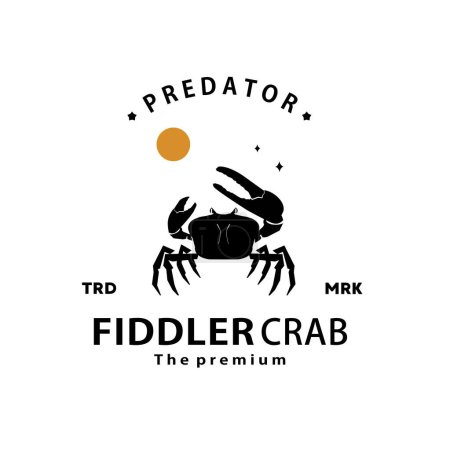 vintage rétro hipster violoneux crabe logo vectoriel silhouette art icône
