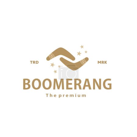 boomerang weapon logo icon vector illustration with star