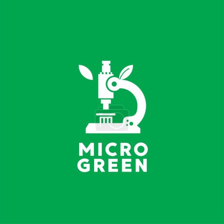 Illustration for Vector illustration of microscope logo icon for science and technology with natural theme with fresh green leaves - Royalty Free Image