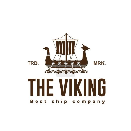 ilustración vectorial del icono del logotipo del buque vikingo para el comercio, el transporte y las industrias de bienes de arte
