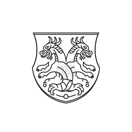 Ilustración de Ilustración vectorial del icono del logotipo del dragón antiguo nórdico con símbolo de fuerza y poder - Imagen libre de derechos