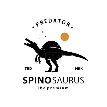 vintage hipster dinosaurier, spinosaurus logo vektor silhouette art icon
