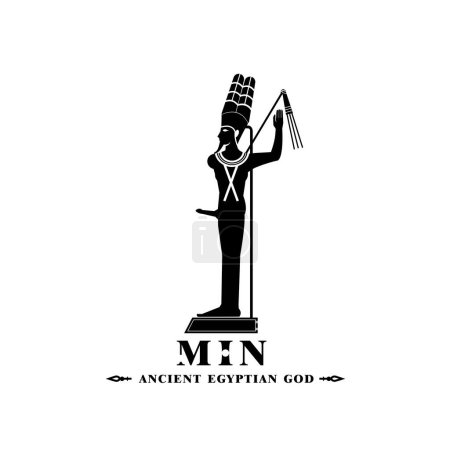 Silueta del dios egipcio antiguo icónico min, dios de Oriente Medio Logo para uso moderno