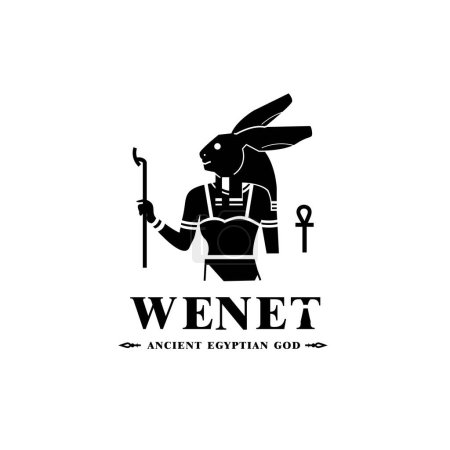 Silueta del dios egipcio antiguo icónico wenet, dios de Oriente Medio Logotipo para uso moderno