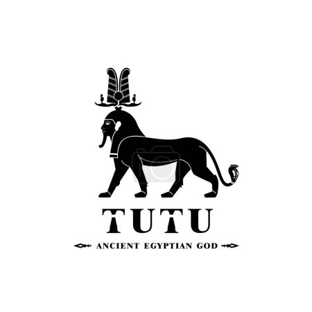 Illustration for Silhouette of the Iconic ancient Egyptian god tutu, Middle Eastern god Logo for Modern Use - Royalty Free Image