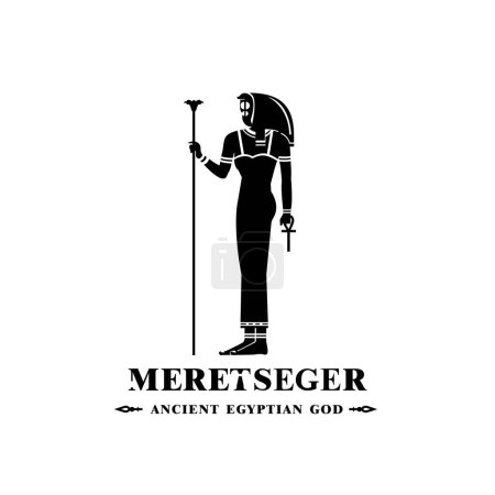 Illustration for Silhouette of the Iconic ancient Egyptian god meretseger, Middle Eastern god Logo for Modern Use - Royalty Free Image