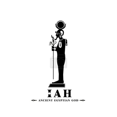 Silhouette des ikonischen altägyptischen Gottes iah, nahöstliches Gott-Logo für den modernen Gebrauch