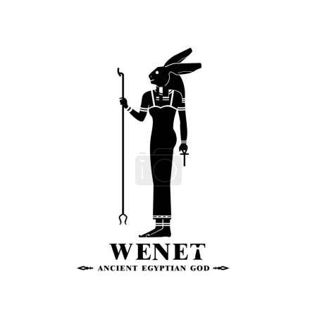 Silueta del dios egipcio antiguo icónico wenet, dios de Oriente Medio Logotipo para uso moderno