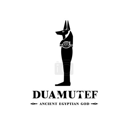 Silhouette of the Iconic ancient Egyptian god duamutef, Middle Eastern god Logo for Modern Use