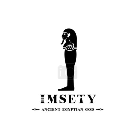 Silhouette of the Iconic ancient Egyptian god imsety, Middle Eastern god Logo for Modern Use