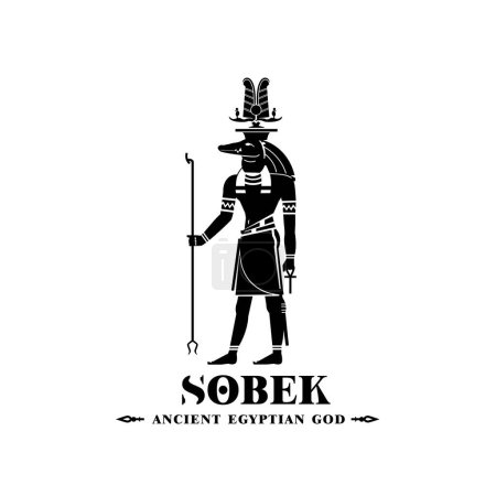 SOBEK Silhouette of ancient egyptian god middle east crocodile death king with crown and scepter